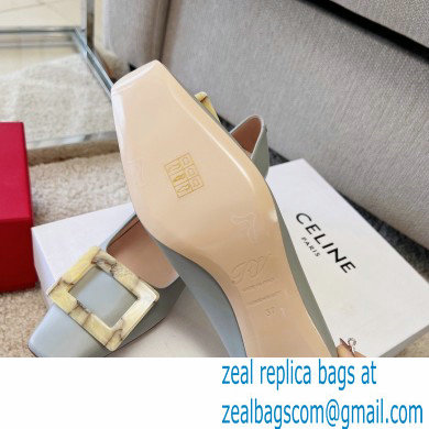 Roger Vivier Heel 4.5cm Stone Buckle Pumps in Light Gray