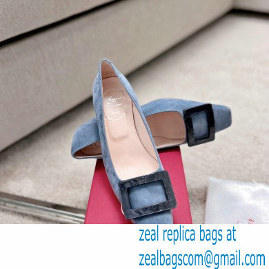 Roger Vivier Heel 4.5cm Stone Buckle Pumps in Suede Gray - Click Image to Close