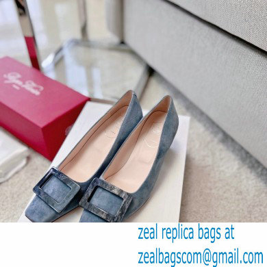 Roger Vivier Heel 4.5cm Stone Buckle Pumps in Suede Gray