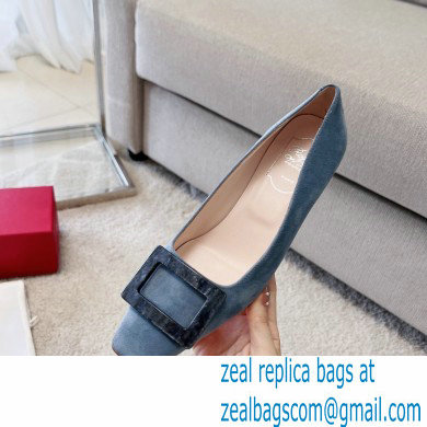 Roger Vivier Heel 4.5cm Stone Buckle Pumps in Suede Gray