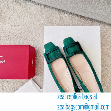 Roger Vivier Heel 4.5cm Stone Buckle Pumps in Suede Green