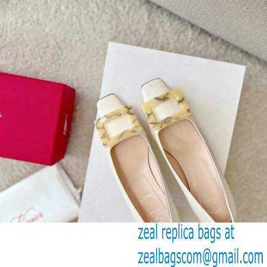 Roger Vivier Heel 4.5cm Stone Buckle Pumps in White