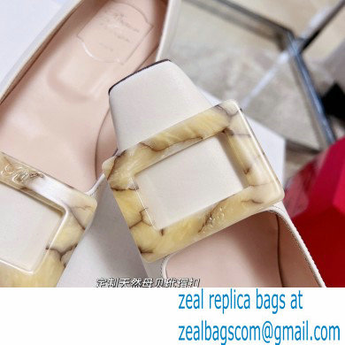 Roger Vivier Heel 4.5cm Stone Buckle Pumps in White