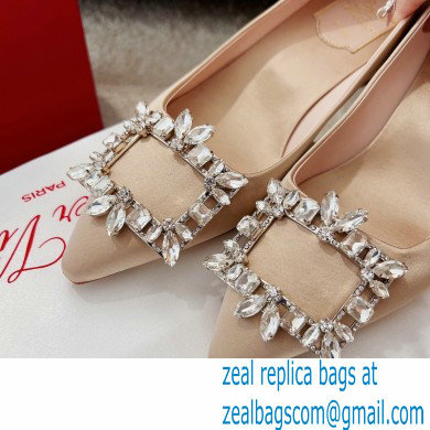 Roger Vivier Heel 4.5cm Strass Buckle Pumps in Satin Beige