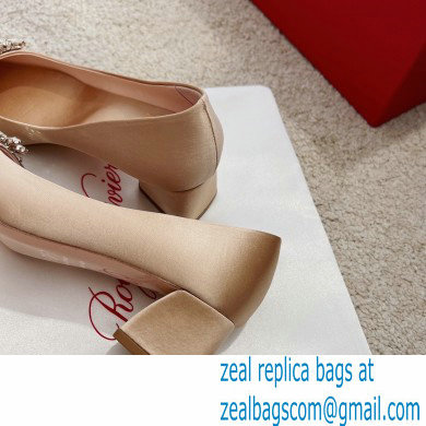 Roger Vivier Heel 4.5cm Strass Buckle Pumps in Satin Beige