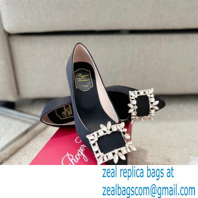 Roger Vivier Heel 4.5cm Strass Buckle Pumps in Satin Black