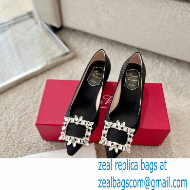 Roger Vivier Heel 4.5cm Strass Buckle Pumps in Satin Black - Click Image to Close