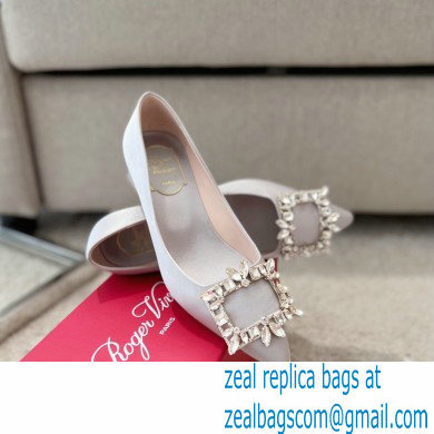 Roger Vivier Heel 4.5cm Strass Buckle Pumps in Satin Gray - Click Image to Close