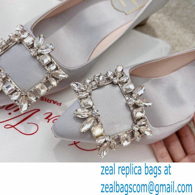 Roger Vivier Heel 4.5cm Strass Buckle Pumps in Satin Gray