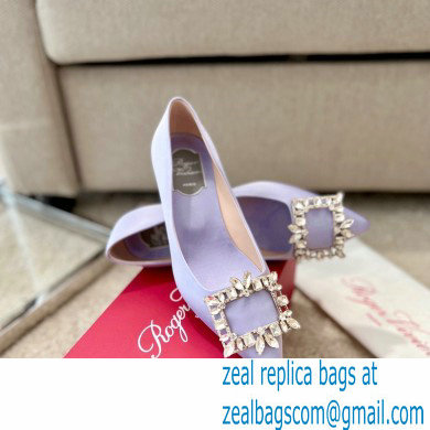 Roger Vivier Heel 4.5cm Strass Buckle Pumps in Satin Lilac - Click Image to Close