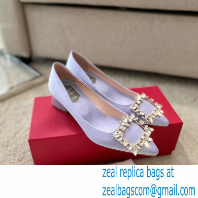 Roger Vivier Heel 4.5cm Strass Buckle Pumps in Satin Lilac