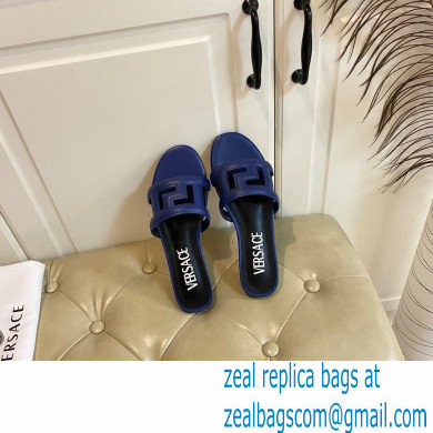 Versace Greca Maze Calfskin Flat Sandals Blue 2022