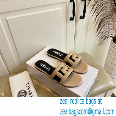 Versace Greca Maze Calfskin Flat Sandals Nude 2022