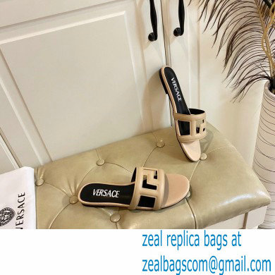 Versace Greca Maze Calfskin Flat Sandals Nude 2022