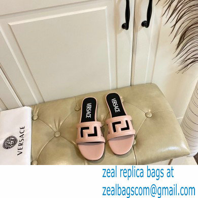 Versace Greca Maze Calfskin Flat Sandals Nude Pink 2022