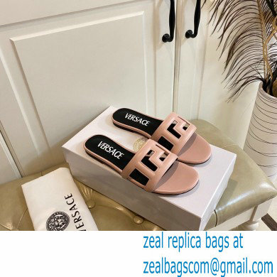 Versace Greca Maze Calfskin Flat Sandals Nude Pink 2022