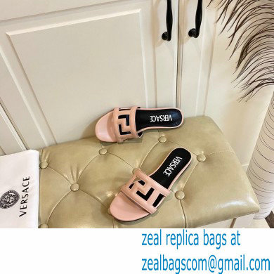 Versace Greca Maze Calfskin Flat Sandals Nude Pink 2022 - Click Image to Close