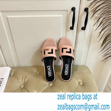 Versace Greca Maze Calfskin Flat Sandals Nude Pink 2022