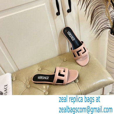 Versace Greca Maze Calfskin Flat Sandals Nude Pink 2022