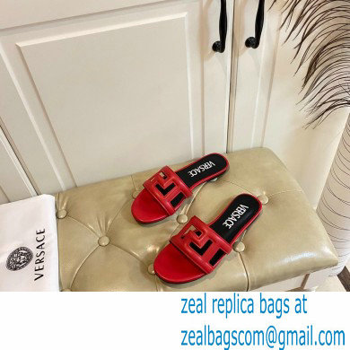 Versace Greca Maze Calfskin Flat Sandals Red 2022