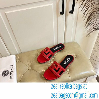 Versace Greca Maze Calfskin Flat Sandals Red 2022