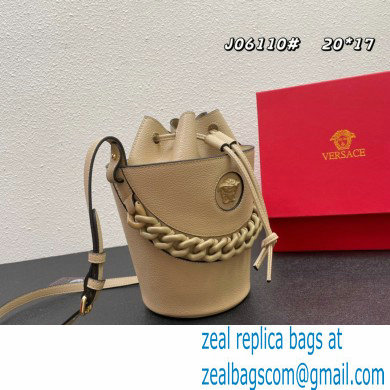 Versace La Medusa Chain Bucket Bag Beige