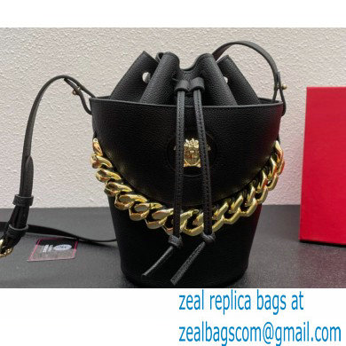 Versace La Medusa Chain Bucket Bag Black/Gold - Click Image to Close