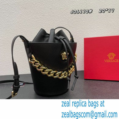 Versace La Medusa Chain Bucket Bag Black/Gold