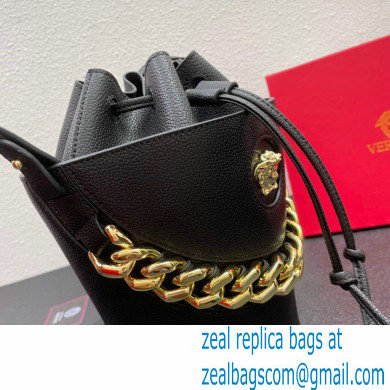 Versace La Medusa Chain Bucket Bag Black/Gold