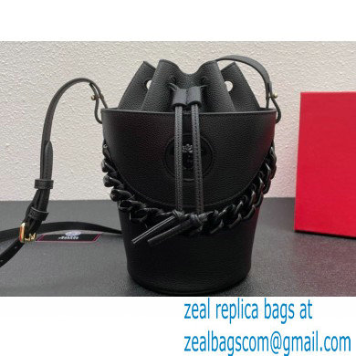 Versace La Medusa Chain Bucket Bag Black