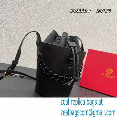 Versace La Medusa Chain Bucket Bag Black