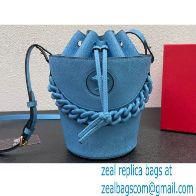 Versace La Medusa Chain Bucket Bag Blue - Click Image to Close