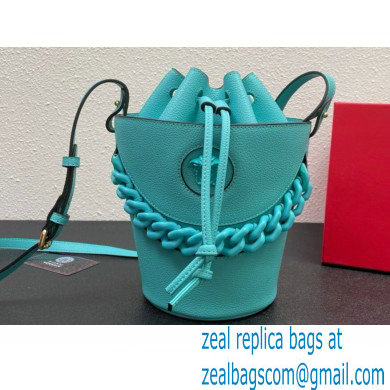 Versace La Medusa Chain Bucket Bag Turquoise Blue