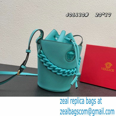 Versace La Medusa Chain Bucket Bag Turquoise Blue