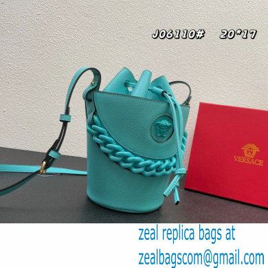 Versace La Medusa Chain Bucket Bag Turquoise Blue - Click Image to Close