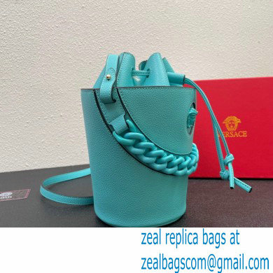 Versace La Medusa Chain Bucket Bag Turquoise Blue