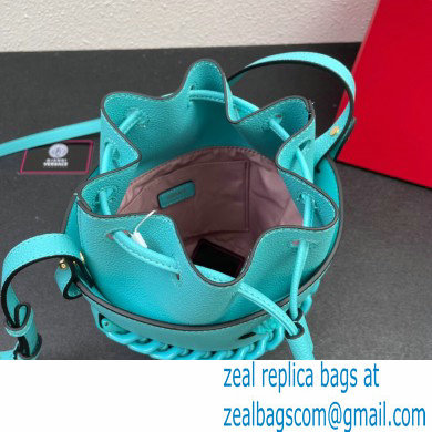 Versace La Medusa Chain Bucket Bag Turquoise Blue