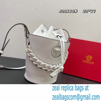 Versace La Medusa Chain Bucket Bag White