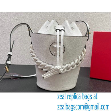 Versace La Medusa Chain Bucket Bag White