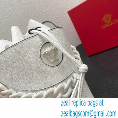 Versace La Medusa Chain Bucket Bag White