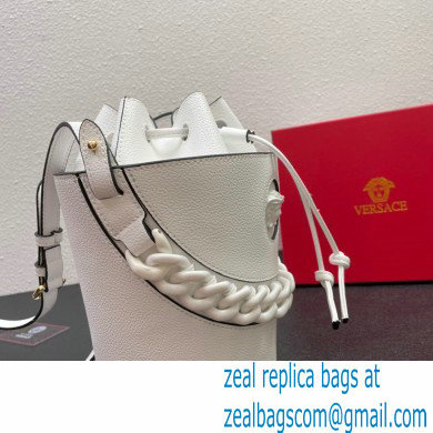 Versace La Medusa Chain Bucket Bag White