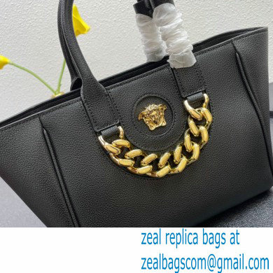Versace La Medusa Chain Tote Bag Black/Gold - Click Image to Close