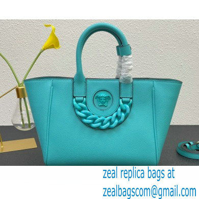 Versace La Medusa Chain Tote Bag Turquoise Blue - Click Image to Close