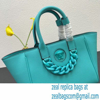 Versace La Medusa Chain Tote Bag Turquoise Blue - Click Image to Close