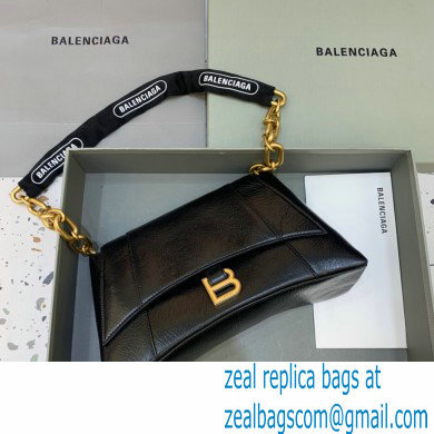 balenciaga black calfskin downtown small shoulder bag with chain