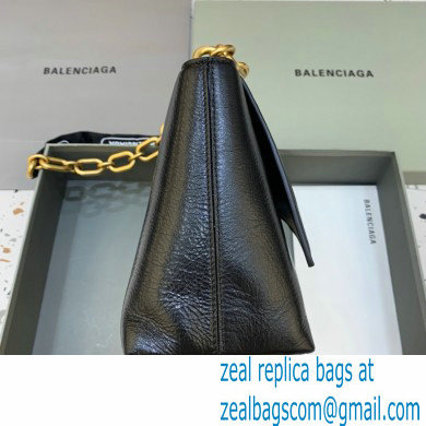 balenciaga black calfskin downtown small shoulder bag with chain