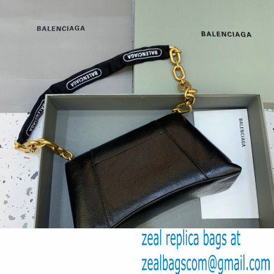 balenciaga black calfskin downtown small shoulder bag with chain