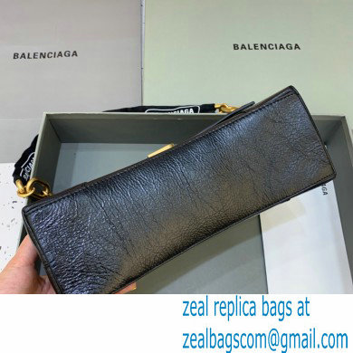 balenciaga black calfskin downtown small shoulder bag with chain