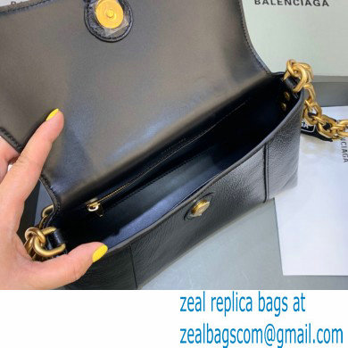 balenciaga black calfskin downtown small shoulder bag with chain