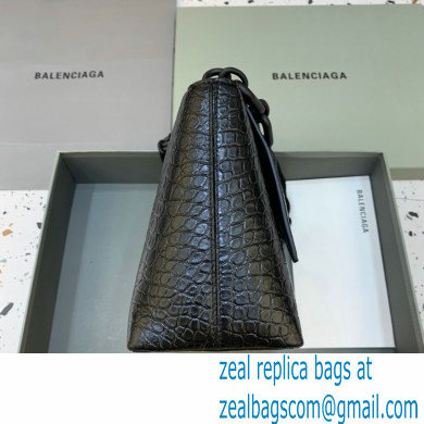 balenciaga black crocodile pattern downtown small shoulder bag with chain